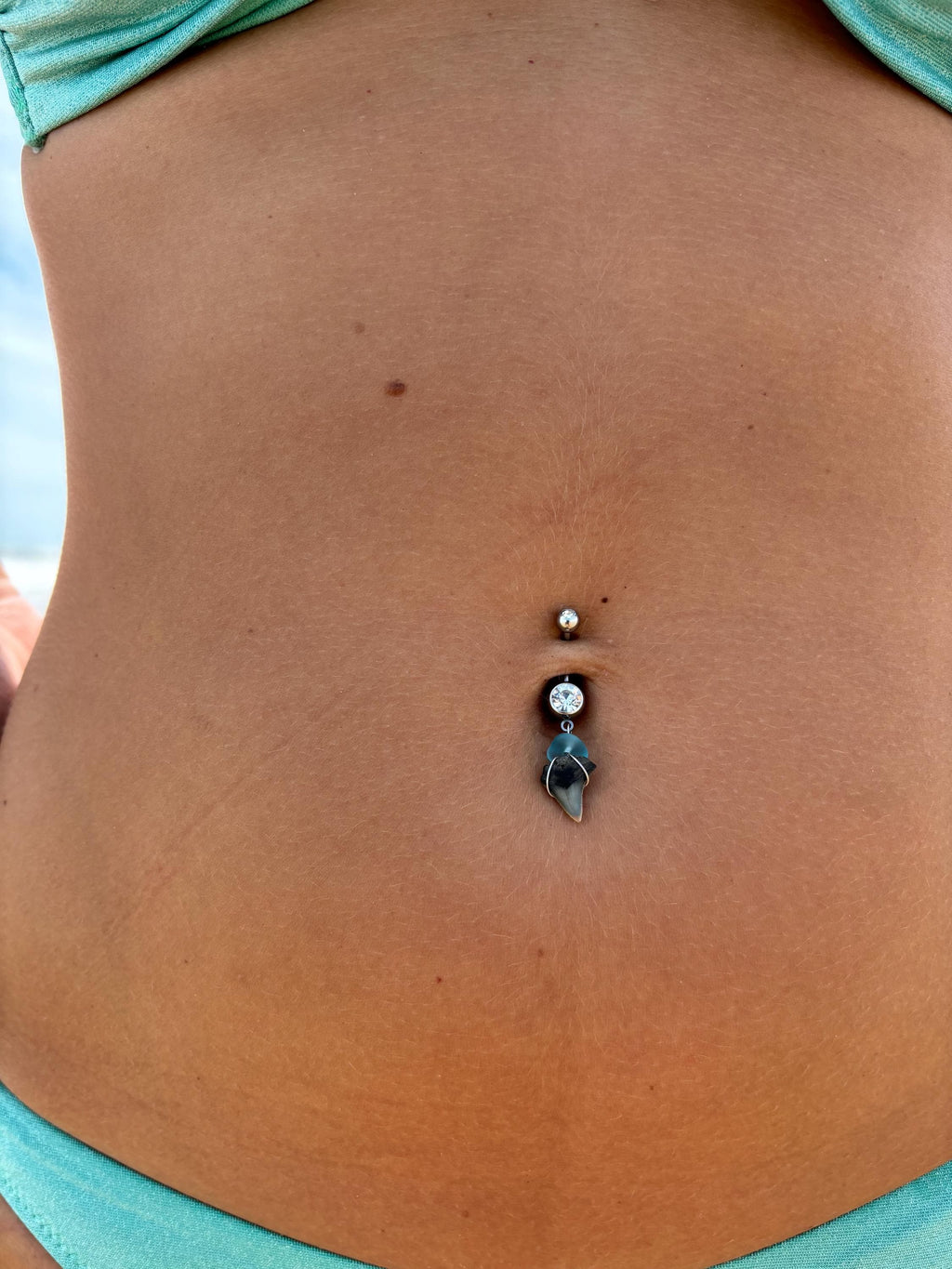 Shark Tooth & Sea Glass Belly Ring
