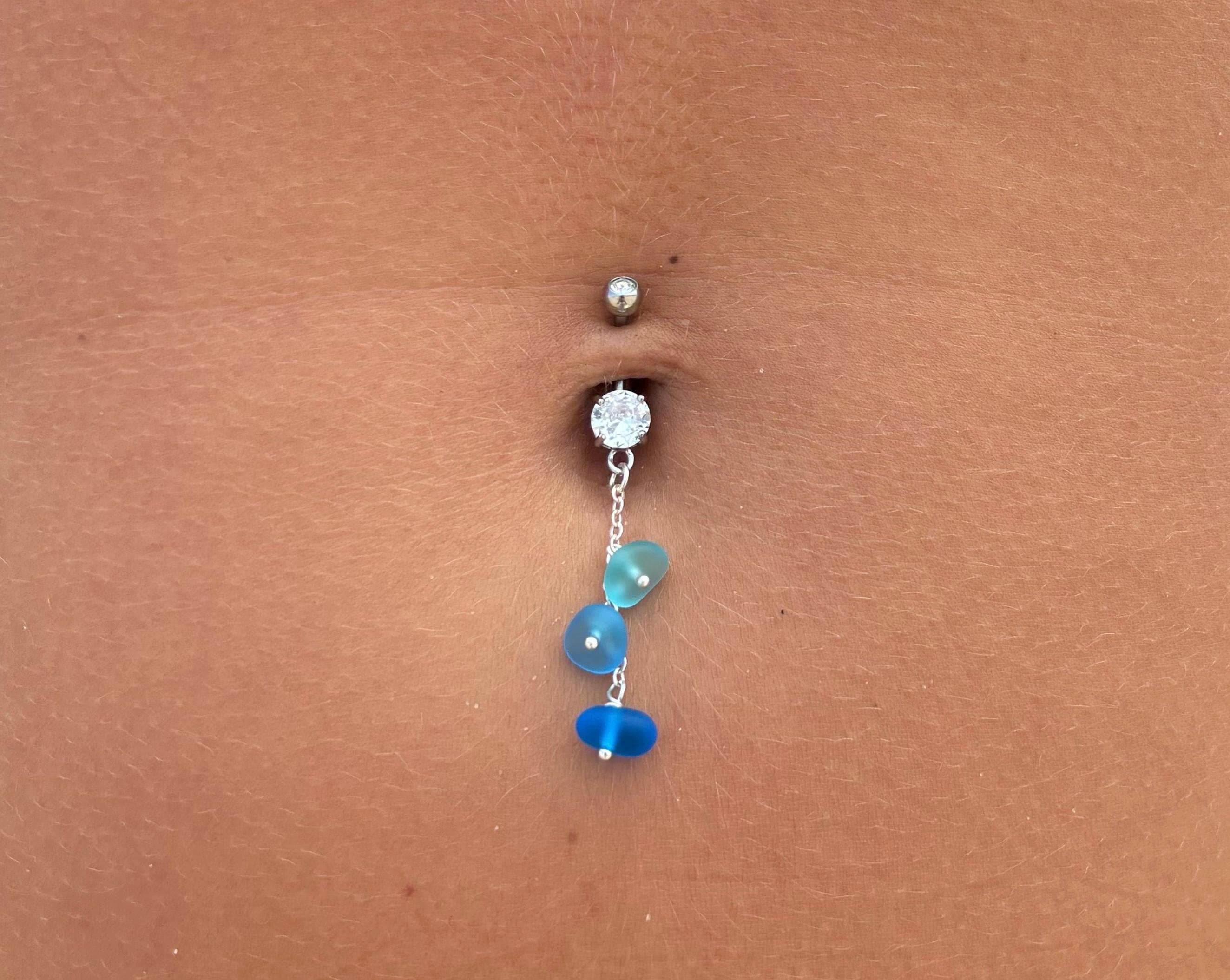 Tidal Wave Sea Glass Belly Ring