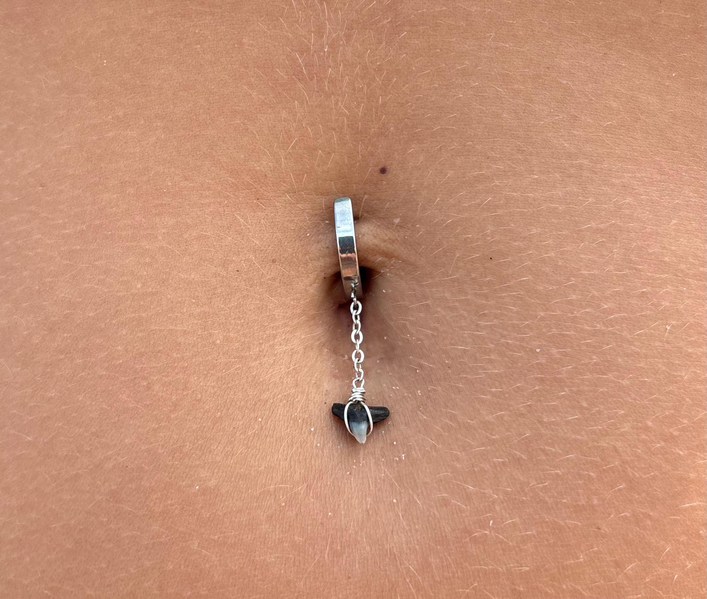 Shark Tooth Drop Clicker Belly Ring