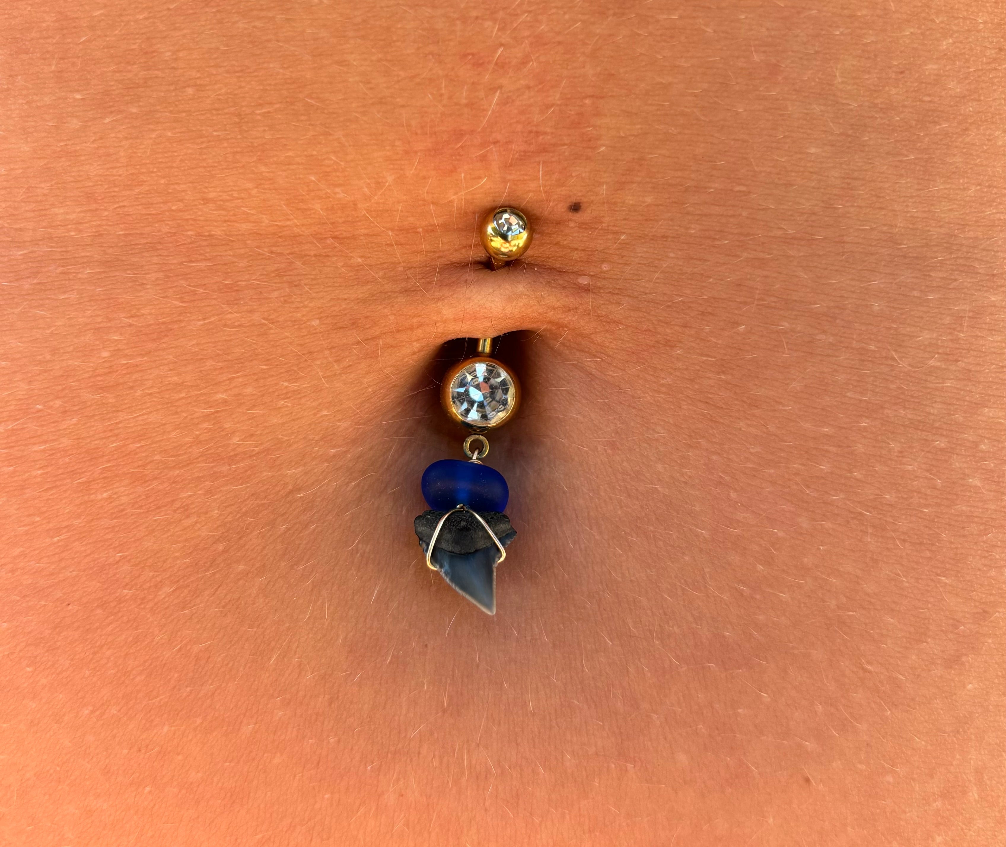 Shark Tooth & Sea Glass Ring Belly Ring