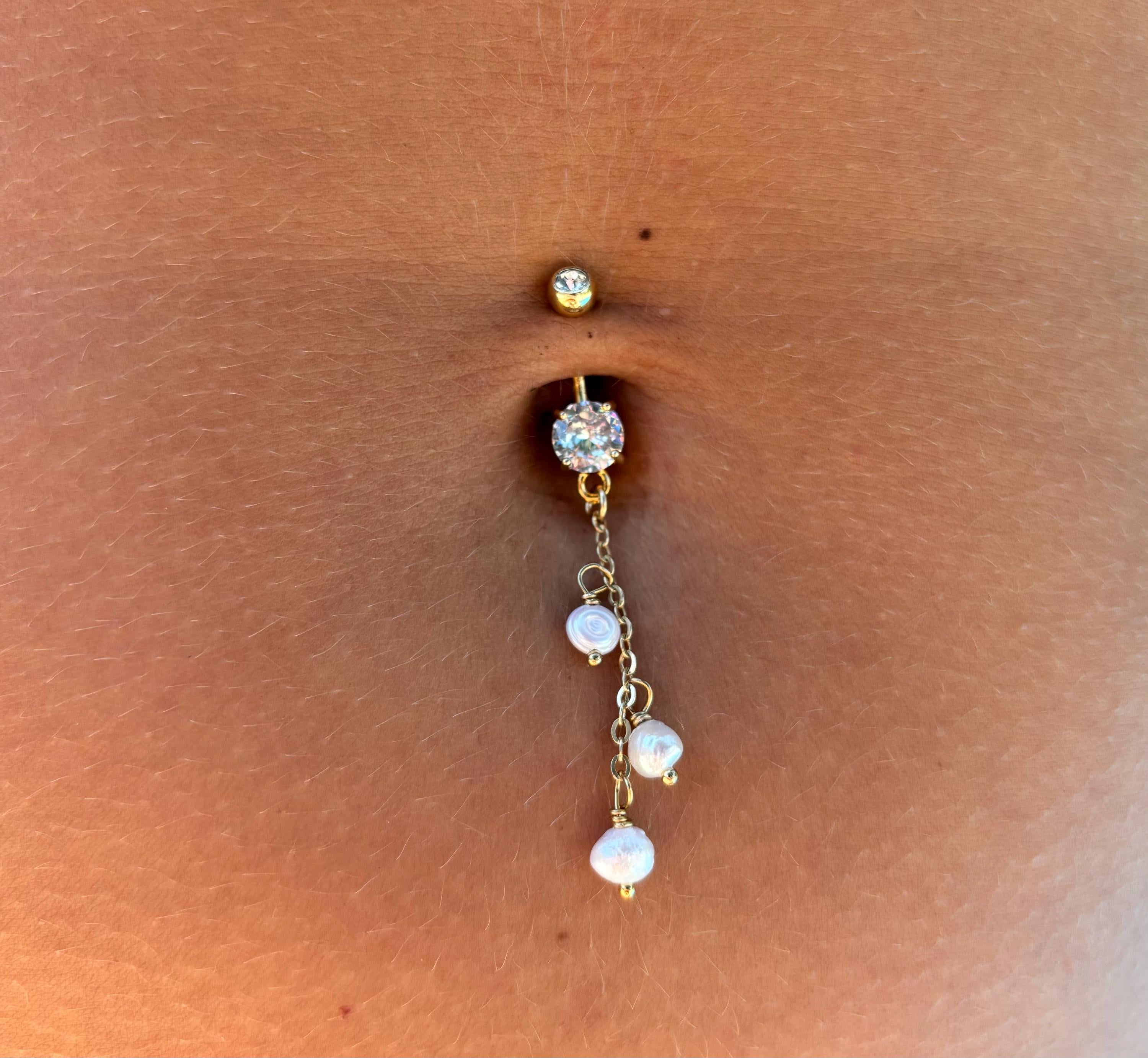 Three Lucky Pearls Belly Ring