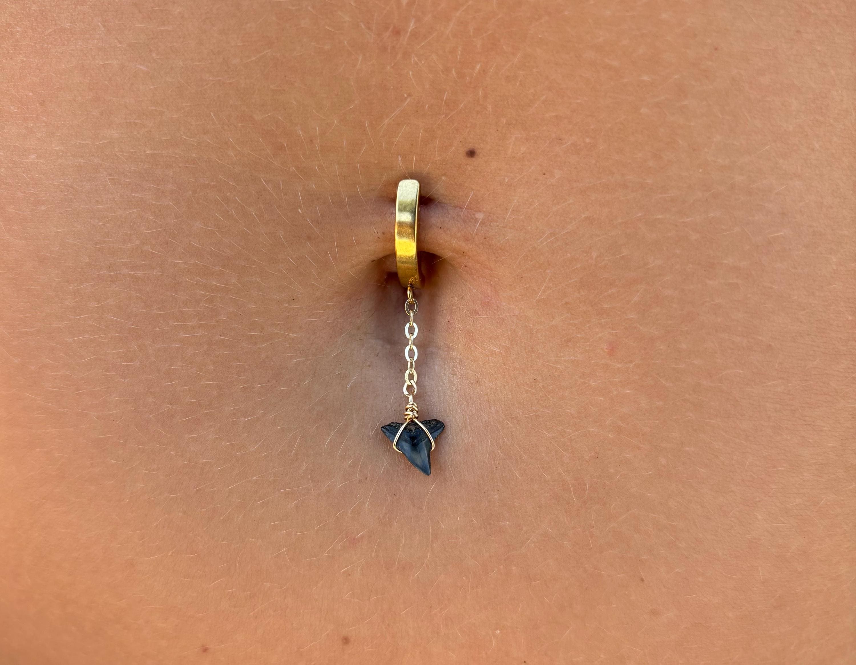 Shark Tooth Drop Clicker Belly Ring