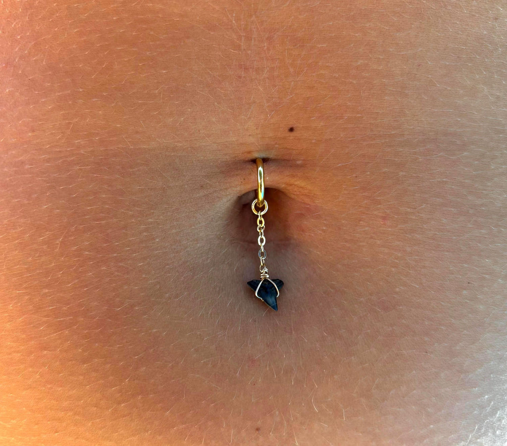 Shark Tooth Drop Hoop Belly Ring