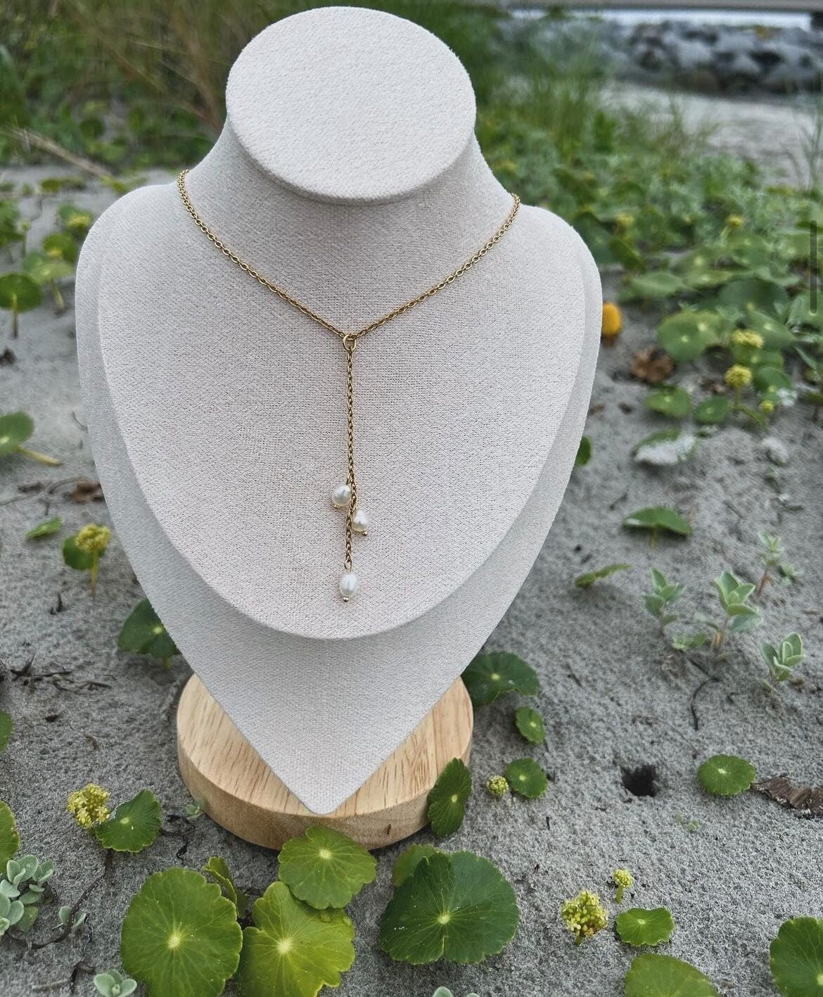 3 Lucky Pearl Drop Chain Necklace