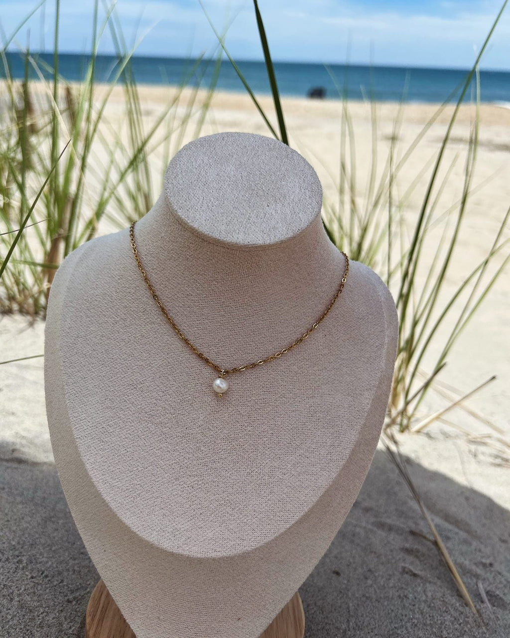 Gold Pearl Chain Necklace