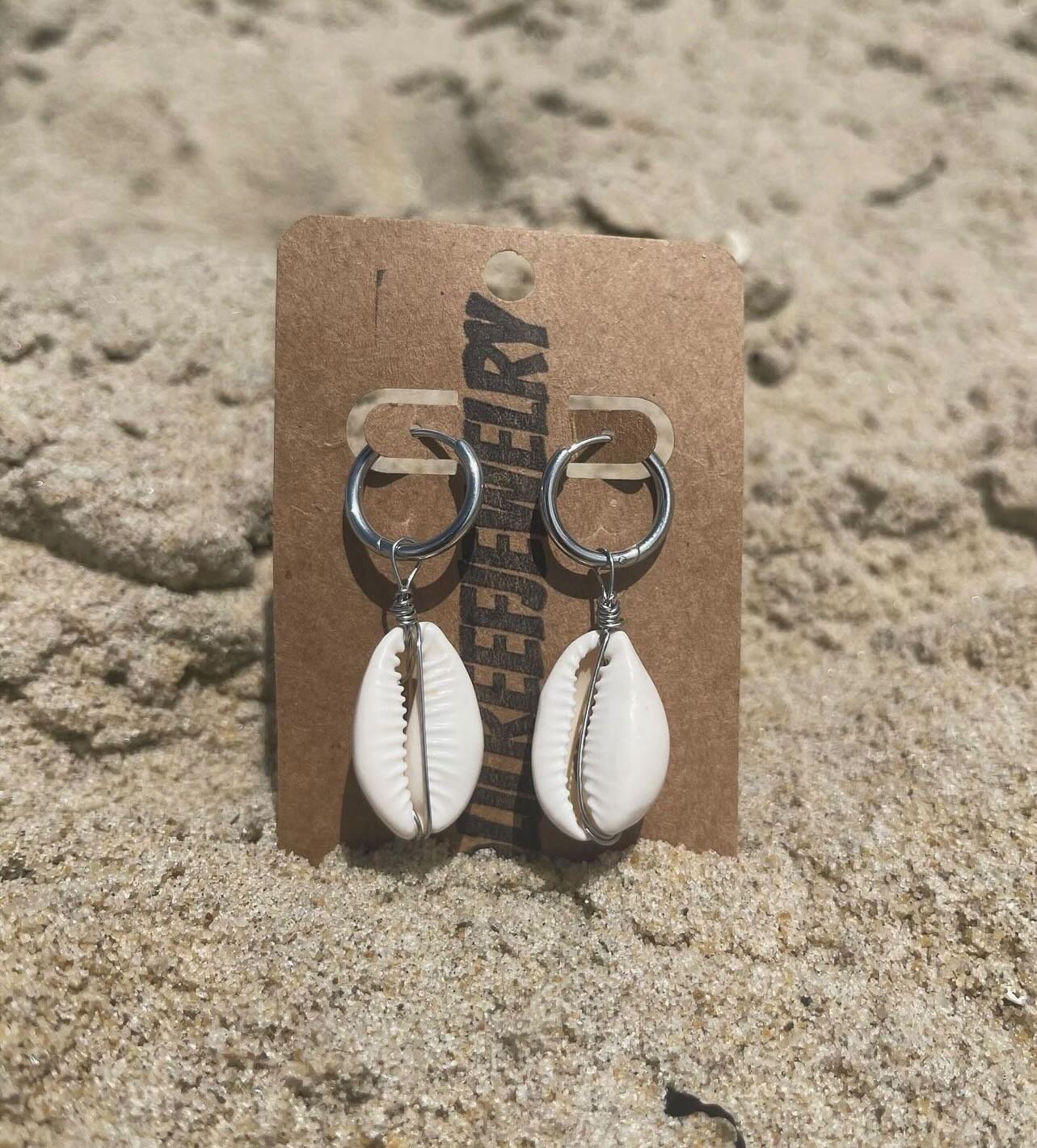 Cowrie Shell Medium Hoops