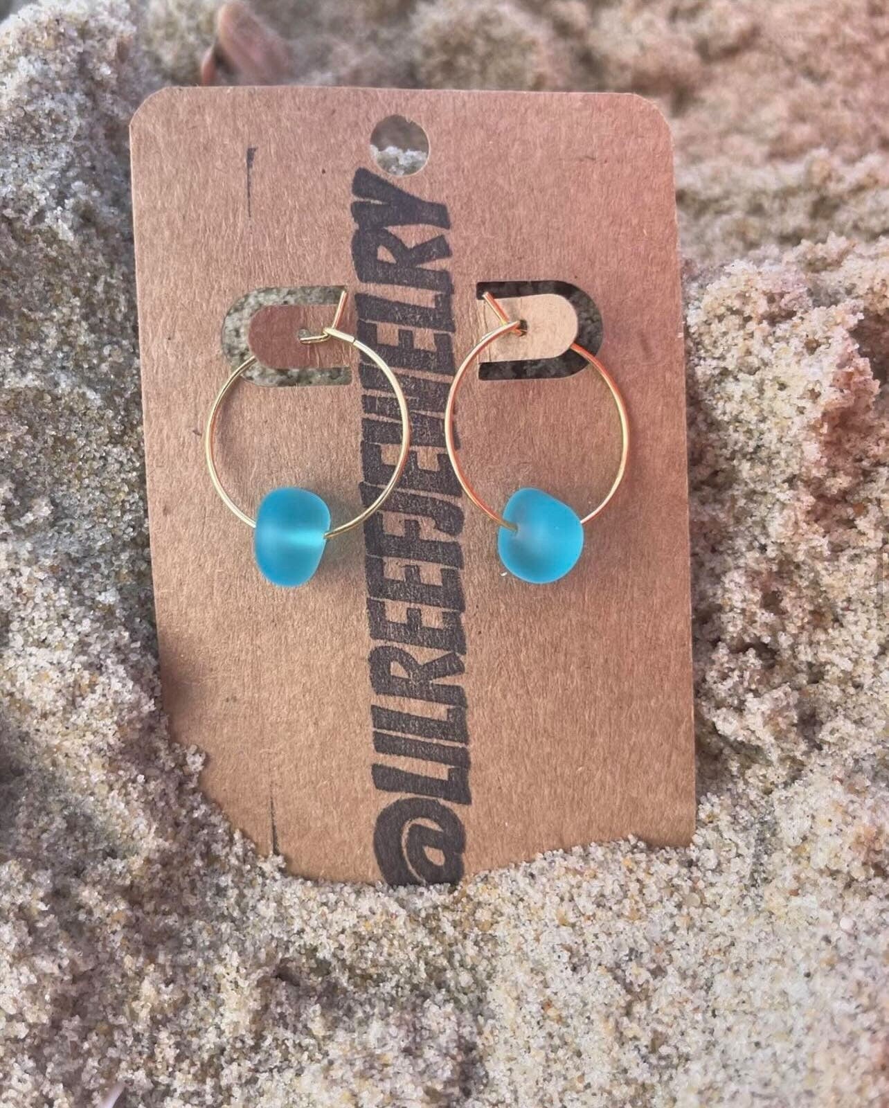Gold Sea Glass Hoops