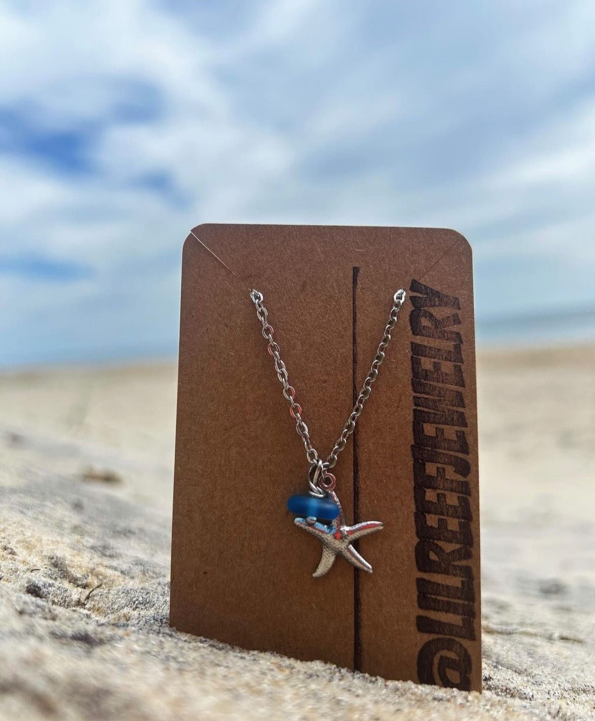 Starfish & Sea Glass Chain Necklace
