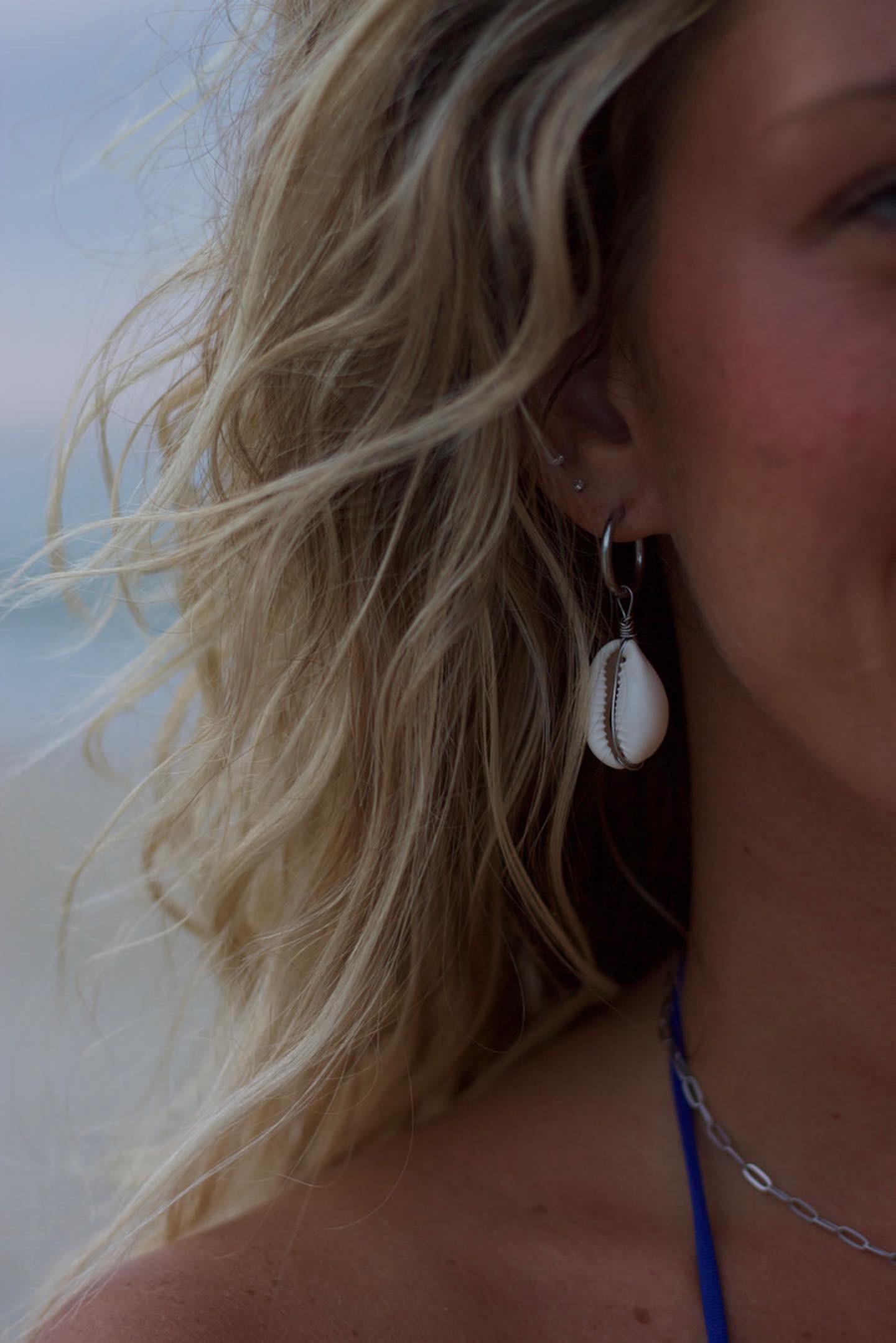 Cowrie Shell Medium Hoops
