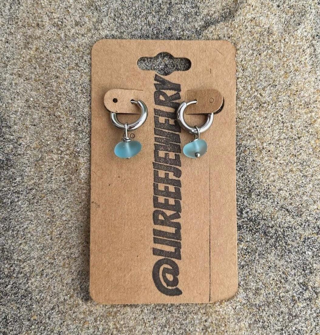 Medium Mini Sea Glass Hoops